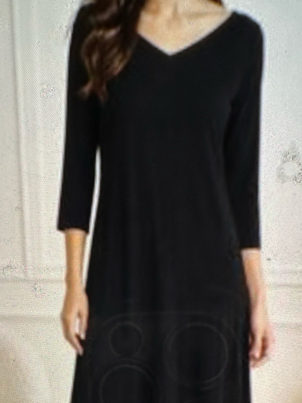 New port news Women’s Black V-Neck 3/4 Sleeve Dress maxi